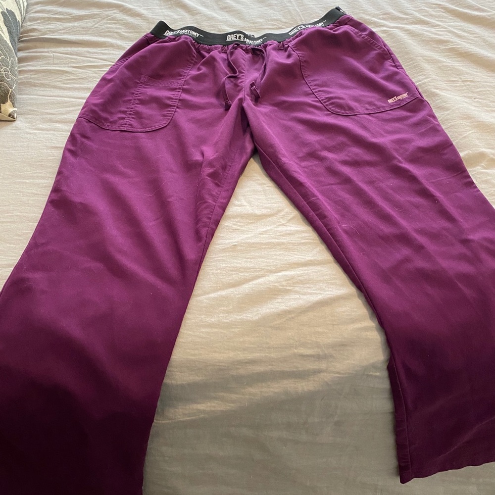 Plum L greys anatomy scrub pants